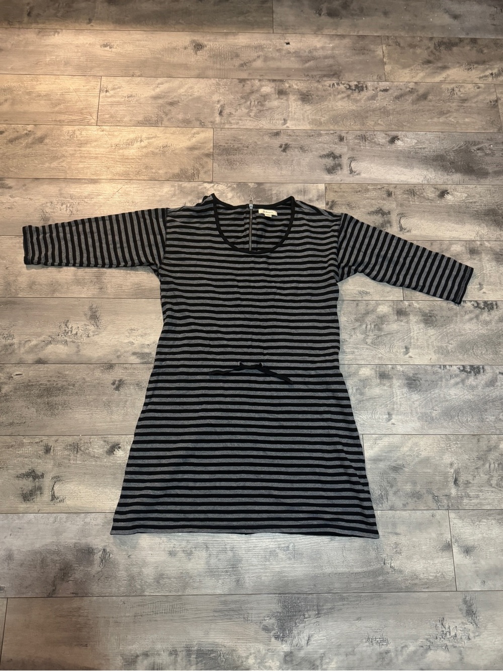 GH Bass & Co Black and Gray Striped Knit Dress, Large
